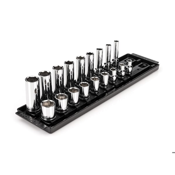 3/8 Inch Drive 6-Point Socket Set with Rails, 18-Piece (5/16-3/4 in.)